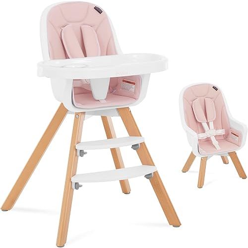 Evolur Zoodle 2 in 1 Convertible Baby High Chair in Pink