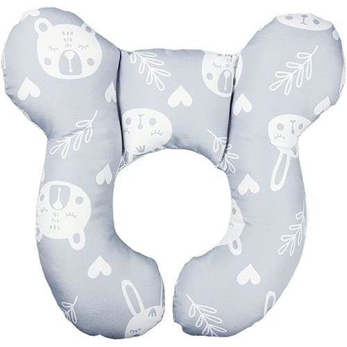 Baby Car Seat Head Support Pillow -Baby Travel Pillow Toddler Infant Head and Neck Support for Car Seat,Pushchair -Bear