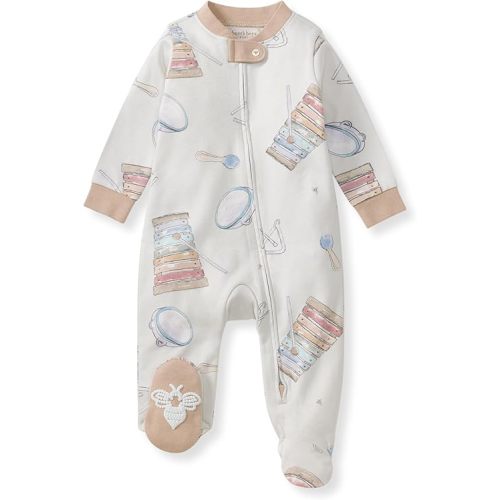 Burt's Bees Baby Boys' Organic Cotton Sleep and Play Footed Pajamas, One-piece Zip Front Romper, Baby Essentials