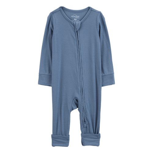 Navy Baby Solid 2-Way Zip PurelySoft Convertible Foot Sleep & Play Pajamas - Navy