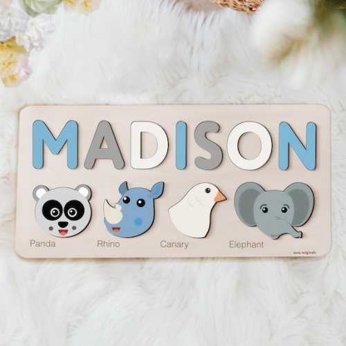 Custom Handmade Name Puzzle With Animals Personalized - Etsy