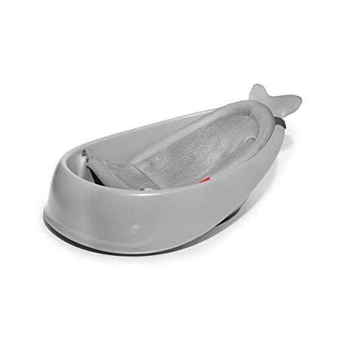 Skip Hop Baby Bath Tub, 3-Stage Smart Sling Tub, Moby, Grey