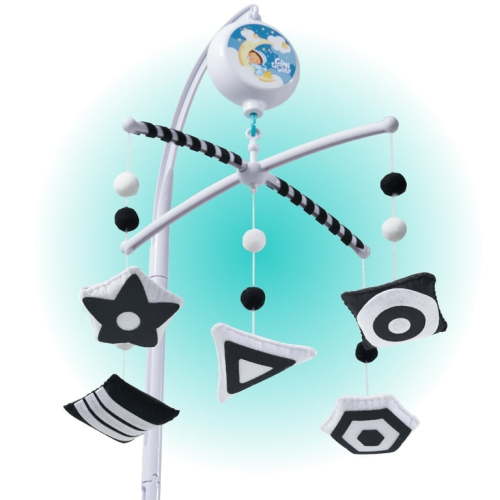 TINITIGIES Montessori Crib Mobile for Newborn – Black and White High Contrast Visual Stimulation