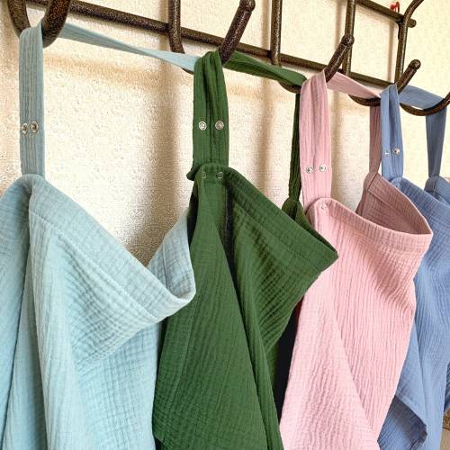 Lightweight Organic Muslin Nursing Cover, Breathable Cotton Breastfeeding Apron with Storage Bag