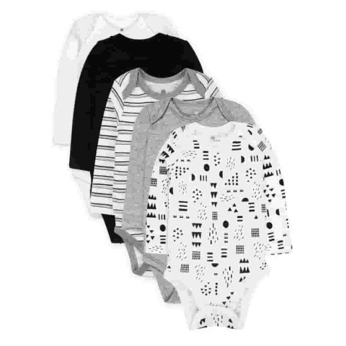 Honest Baby Clothing Organic Cotton Long Sleeve Bodysuits 5-Pack, Newborn-24M, Comfy Onesies