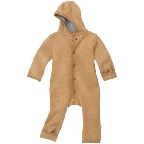 Baby Merino Wool Snowsuit, Organic Boiled Hooded Romper