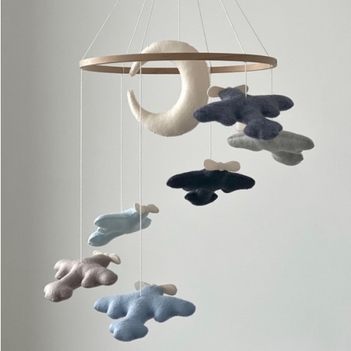 Baby Boy Airplane Mobile: Minimalist Nursery Decor, Blue Gray Travel Theme