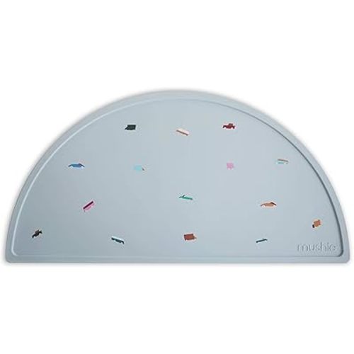mushie Silicone Placemat for Kids | BPA-Free Non-Slip Design (Retro Cars)