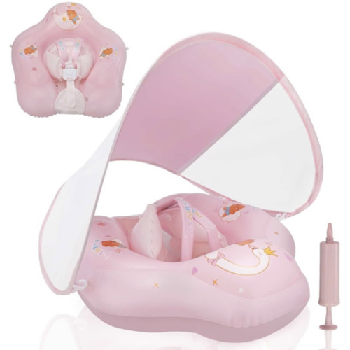 Baby Float with Canopy,Infant Pool Float with Safety Seat,Baby Swimming Float & Swim Float & Water Float UPF50+ UV Protection for Toddler from 3 to 36 Months.(S:3-12 Month/L:6-36 Month)