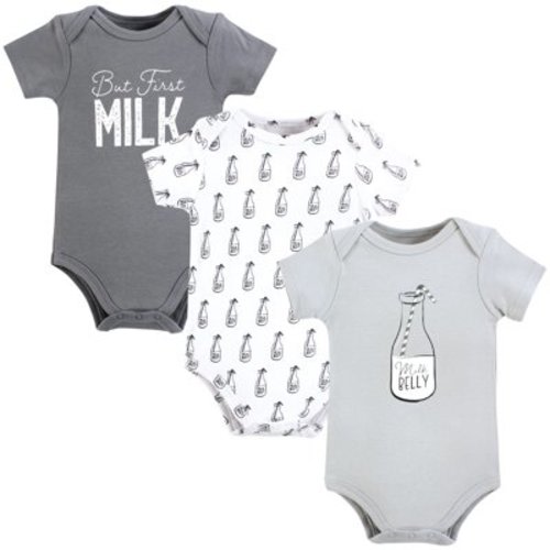 Hudson Baby Cotton Bodysuits, Milk Belly Bottle, 3-6 Months