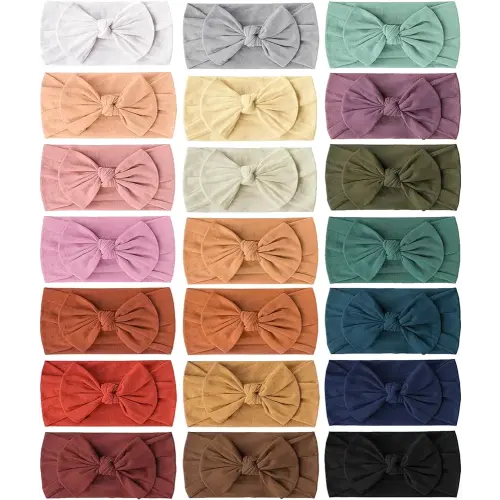 Prohouse 21PCS Baby Nylon Headbands Hairbands Hair Bow Elastics for Baby Girls Newborn Infant Toddlers Kids