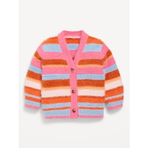 Striped Eyelash Button-Front Cardigan Sweater for Baby