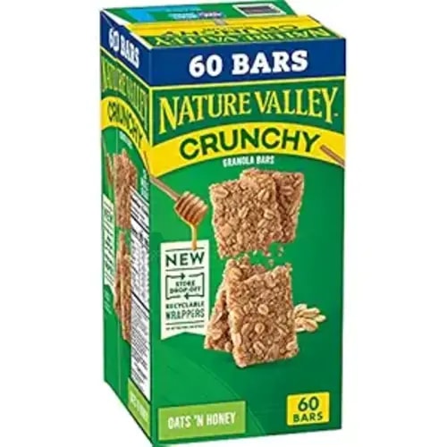 Nature Valley Crunchy Oats 'n Honey Granola Bars, 60 Bars, 44.7 OZ (30 Pouches)