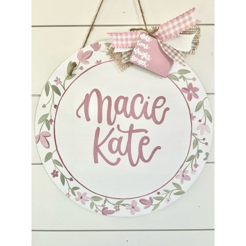 Hospital Door Hanger Girl, Nursery Name Sign Flowers, Birth Stats Sign Baby Girl, Nursery Decor, Birth Announcement, Hospital Name Sign
