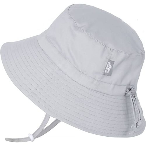 JAN & JUL 50+ UPF Adjustable Cotton Sun-Hats for Baby Toddler Kids - Gray - 0-6 Months