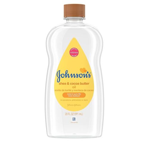 Johnson's Baby Oil, Mineral Oil Enriched with Shea & Cocoa Butter to Prevent Moisture Loss, Hypoallergenic, 20 fl. oz