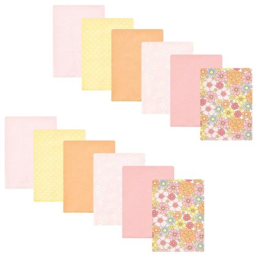 Hudson Baby Infant Girl Cotton Flannel Burp Cloths Bundle, Peace Love Flowers, One Size