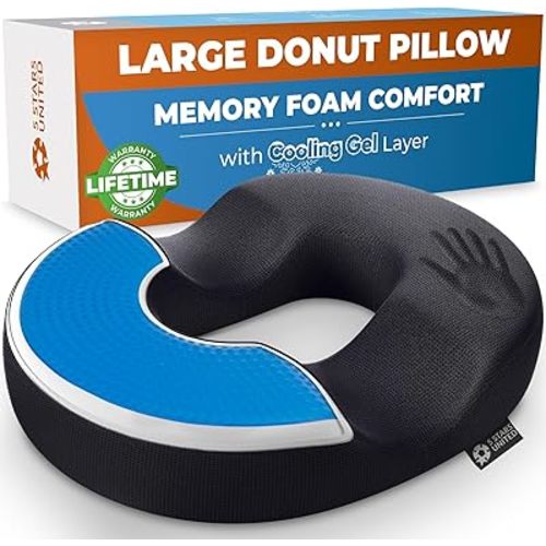 5 STARS UNITED Donut Pillow Hemorrhoid Tailbone Cushion – Large Chair Pad for Pain Relief – Coccyx, Prostate, Sciatica, Pelvic Floor, Pressure Sores, Pregnancy, Postpartum Recovery, Arctic Black