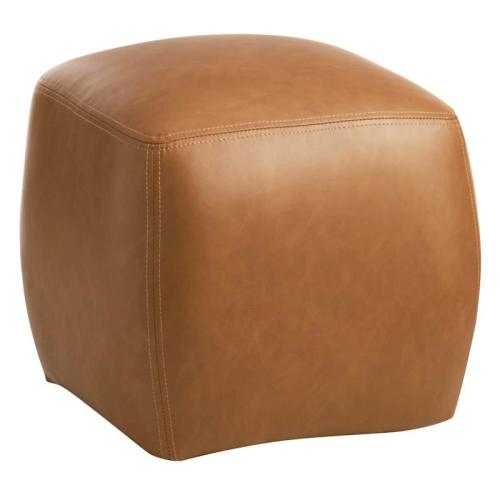 Beau Faux Leather Ottoman, Cognac