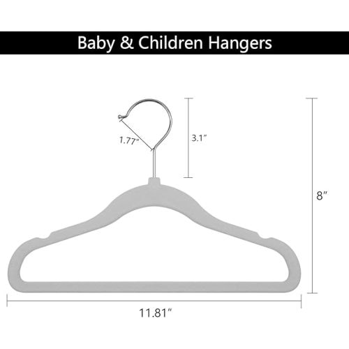 GoodtoU Kids Hangers Velvet 50 Pack Baby Hangers for Closet Non Slip Childrens Infant Hanger Grey