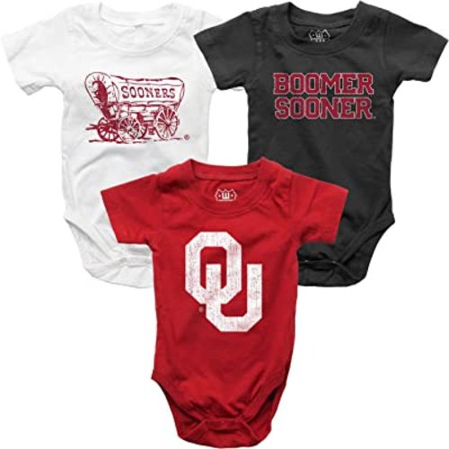 Wes and Willy Baby College Team 3 Pack of Cotton Rompers