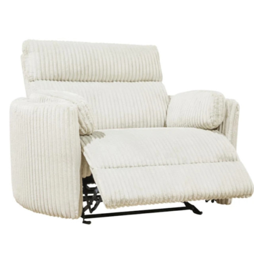 Rayna Ivory Nursery 53" Power Gliding Oversized Channeled Cuddler Recliner With USB | Glider | Living Spaces