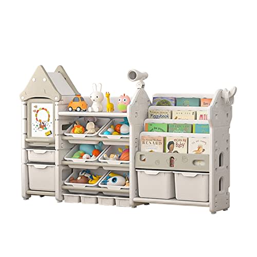UNICOO Kids Toy Storage Organizer and Children Bookshelf - Toy Organizer with Bookshelf, Toy Shelf Organizer with Bins, Toy Bookshelf Organizer - Ideal for Playroom, Nursery, and Bedroom