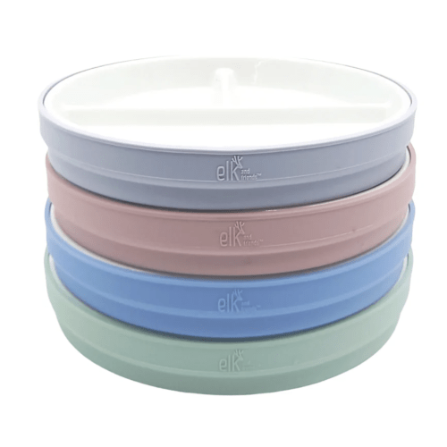 6.7"/16cm Porcelain White Divided Plates with Silicone Sleeves