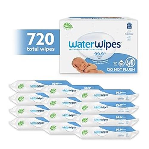 WaterWipes 720 Pack, Biodegradable Baby Wipes, 99.9% Water Based Wet Wipes, Unscented & Hypoallergenic, For Sensitive Skin & Newborns (12 packs x 60 wipes) : Amazon.com.au: Baby