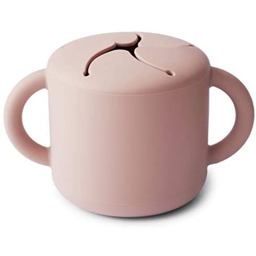 mushie Silicone Snack Cup | Spill Proof Food Container for Toddler and Baby (Blush)