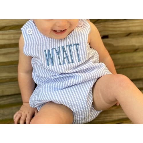 Boy or Girl personalized embroidered seersucker bubble