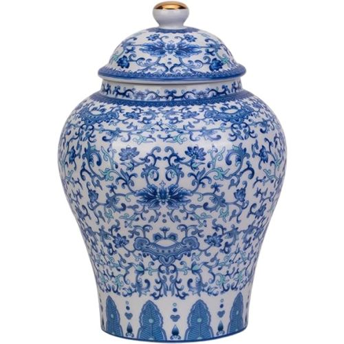 Ciieeo Ceramic Tea Canister with Lid Blue and White Porcelain Sealed Tea Storage Jars Vintage Chinese Tea Tins Can for Kitchen Tea Coffee Condiment Bean