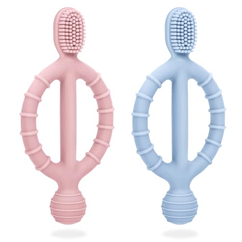 MISSLILI Baby Teething Toys with Easy-Hold Handle, Silicone Infant Toothbrush, Textured On Both Sides Helps Massage, Soothe Sore Gums, Teething Toys for Babies