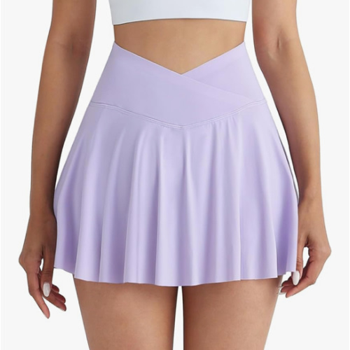 CHRLEISURE Women Tennis Golf Skirt with Pockets - High Waisted Crossover Golf Pleated Athletic Workout Dress Running Skort