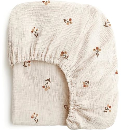 Konssy Muslin Fitted Crib Sheets 100% Cotton Baby Crib Sheets for Standard Crib Mattress (28 X 52 Inches), Soft and Breathable for Boys, Girls - Berry