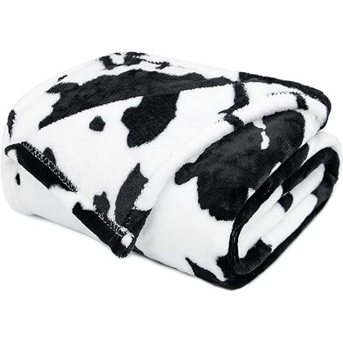 GEULAY Fleece Throw Blanket for Girls Boys, White Black, 40"x50"