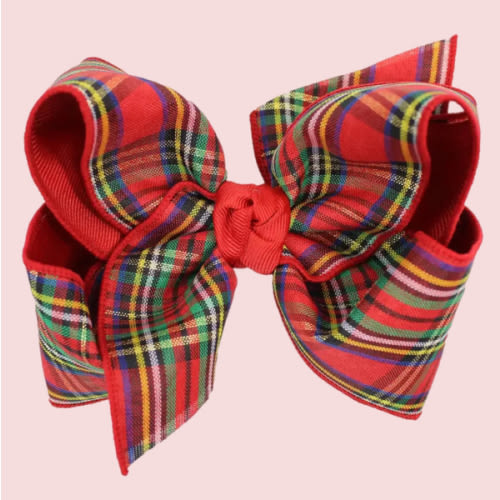 Christmas Plaid Double Grosgrain Bow