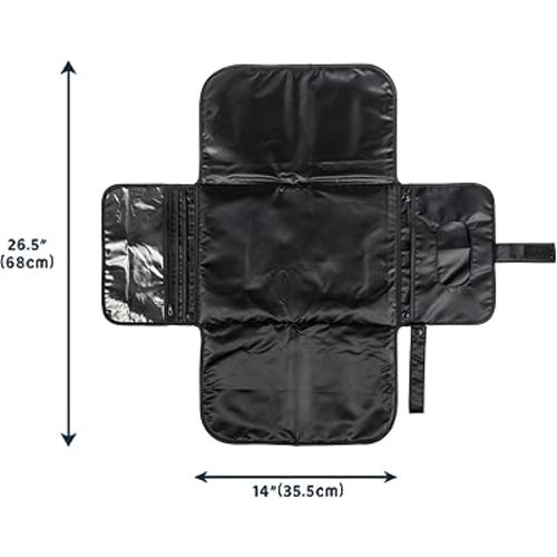 Tiny Twinkle Portable Diaper Changing Pad, Foldable Waterproof Baby Change Pad for Newborn Girl & Boy with Smart Wipes Pocket (Black)