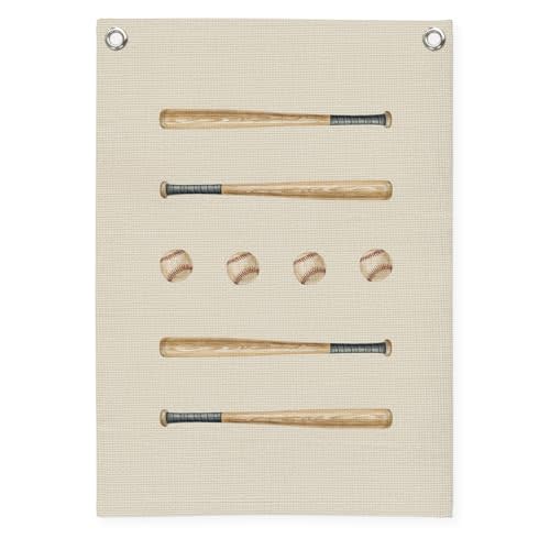 Dilemat Baseball Nursery Canvas Banner Wall Hanging, Baseball Decor for Boys Room,Vintage Baseballs Wall Decor Hanging Banner Flag for Boys Toddler Nursery Room Bedroom Playroom 18x25 Inch