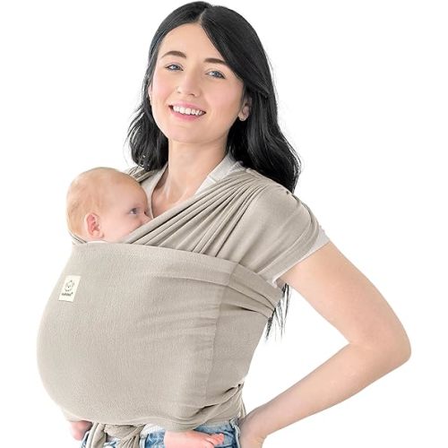 KeaBabies Baby Wrap Carrier Ring Sling - Easy to Wear, Adjustable D-Lite Baby Carrier Newborn to Toddler, Infant Carrying Shirt, Hands Free Bonding, Breathable Fabric Wearing Wrap (Stone Gray)