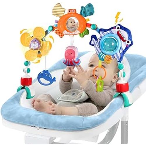 Baby Stroller Car Seat Toys,Adjustable Crib Mobile Activity Arch Toys with Sound Toys and Baby Hanging Toys,Sensory Play Travel Bouncer Bassinet Toys for Toddler Boy Girl 0 3 6 9 12 24 Month