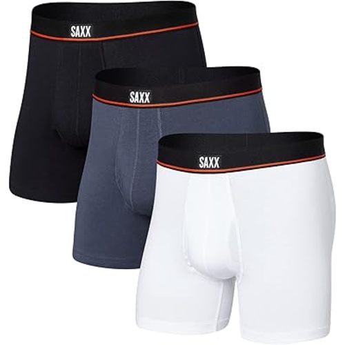 SAXX Underwear Co. - Men's Non-Stop Stretch Cotton Boxer Brief Fly 3Pk With Built-In Pouch Support - Underwear For Men