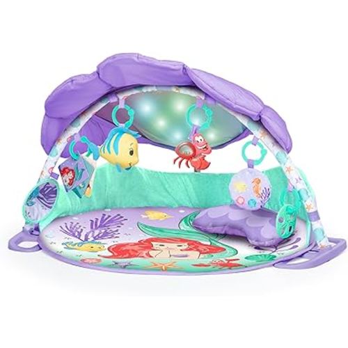 Bright Starts Disney Baby The Little Mermaid Twinkle Trove Light-Up Musical Baby Activity Gym with Tummy Time Pillow, Newborn+