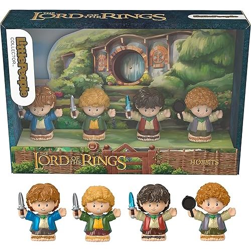 Little People Collector The Lord of the Rings: Hobbits Special Edition Set for Adults & Fans, 4 Figures in Display Package