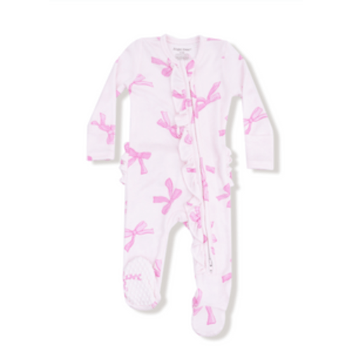 Pretty Bows - 2 Way Ruffle Zipper Footie – Cheeky Baby Boutique Rome