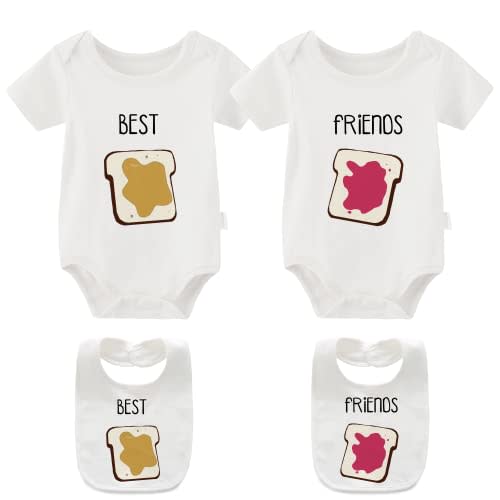 YSCULBUTOL Baby Twins Bodysuit Perfect Together Best Friend Newborn Romper Toddler Unisex Twin Outfit