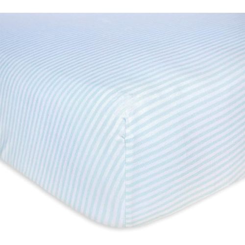 Burt's Bees Baby Fitted Crib Sheet, 100% Organic Cotton Crib Sheet For Standard Crib and Toddler Mattresses (Sky Blue Thin Stripes) Classic Stripe (Color: Blue Sky Stripes)
