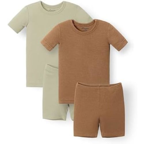 AVAUMA Toddler Short Pajamas Set Baby Boys Girls Kids Snug fit Ribbed Sleepwear pjs for Daily Life Style