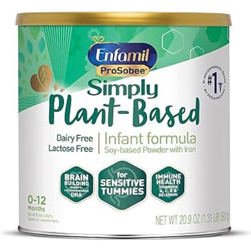Enfamil Plant based Baby Formula, 20.9 Oz Powder Can, Enfamil ProSobee for Sensitive Tummies, Soy-based, Plant Sourced Protein, Lactose-free, Milk free