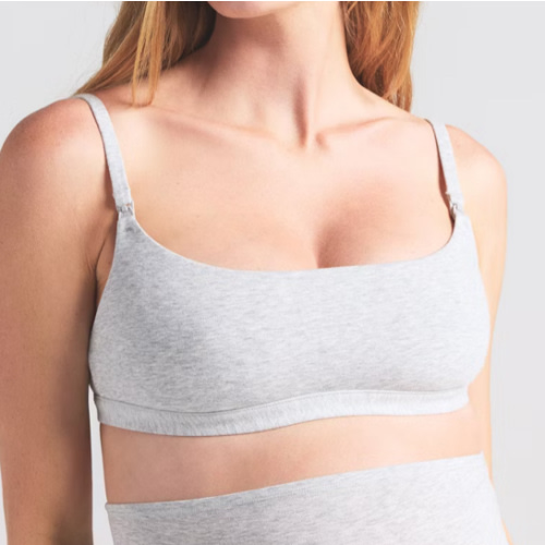 COTTON JERSEY MATERNITY NURSING SCOOP BRALETTE | LIGHT HEATHER GREY